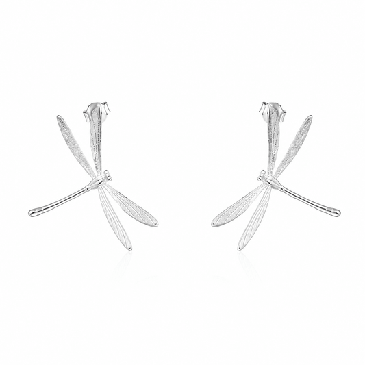 Dragonfly Whisper Silver Earrings - ORMIRO