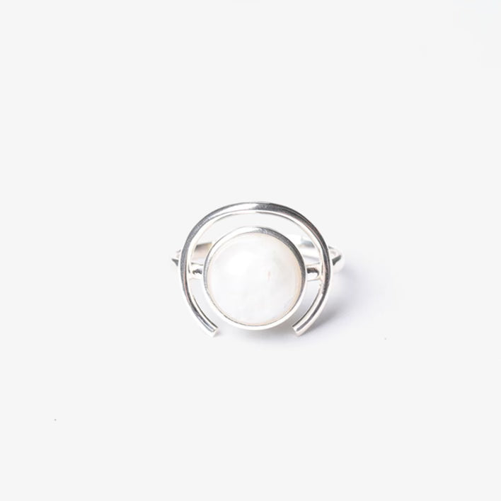 Eclipse Moonstone Silver Ring - ORMIRO