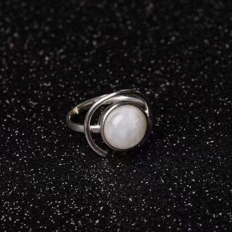 Eclipse Moonstone Silver Ring - ORMIRO