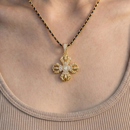 Double Vajra Gold Vermeil Pendant Necklace