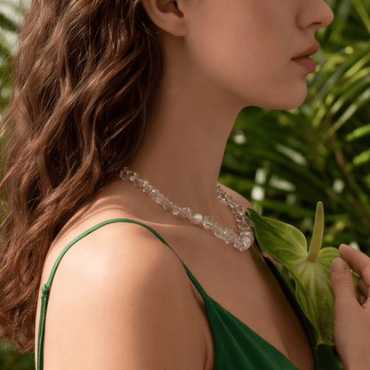 Elara Clear Quartz Beaded Necklace - ORMIRO