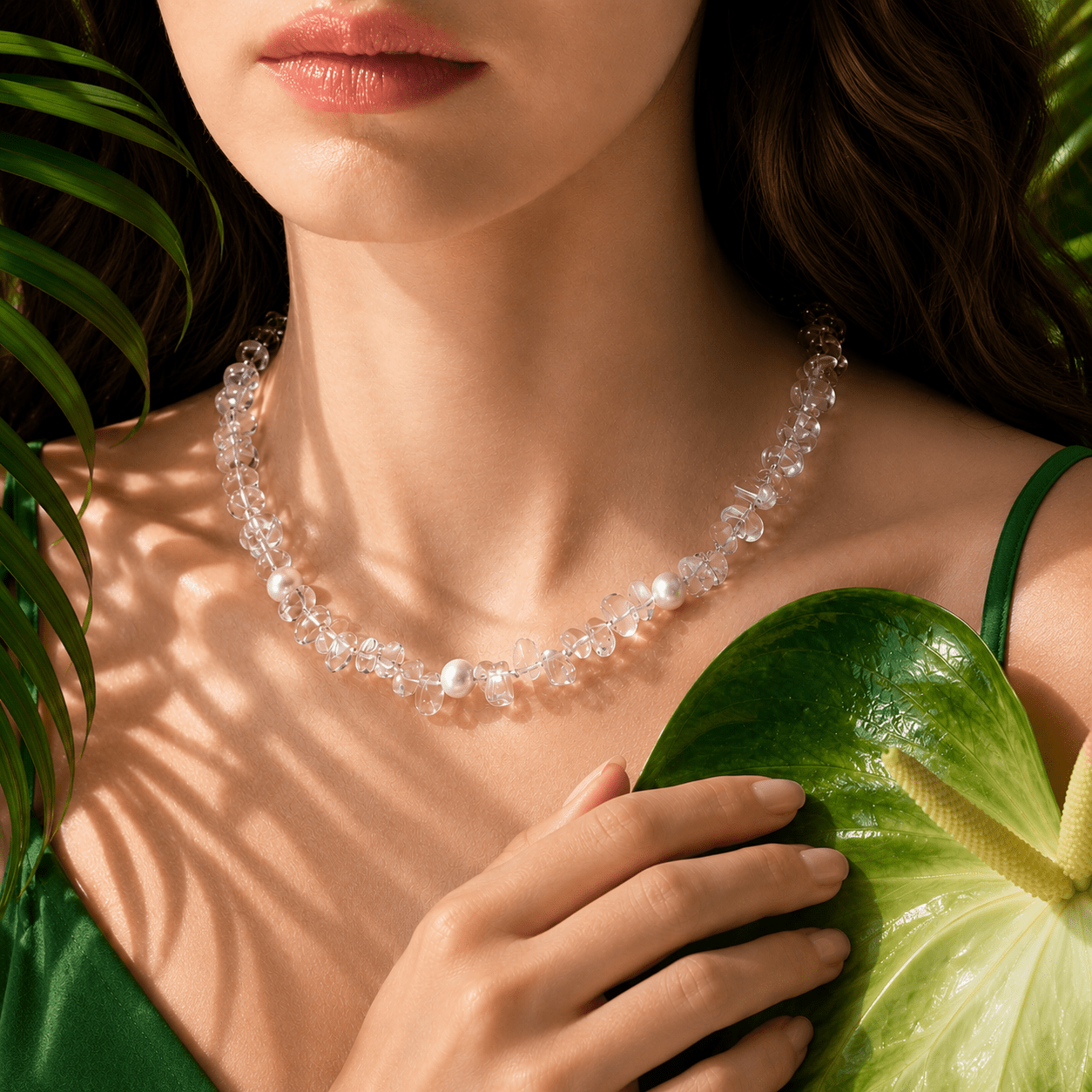 Elara Clear Quartz Beaded Necklace - ORMIRO