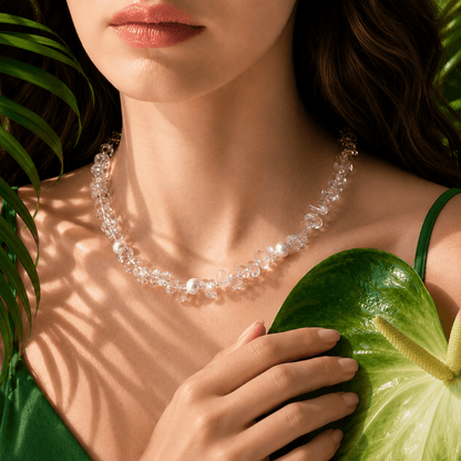 Elara Clear Quartz Beaded Necklace - ORMIRO