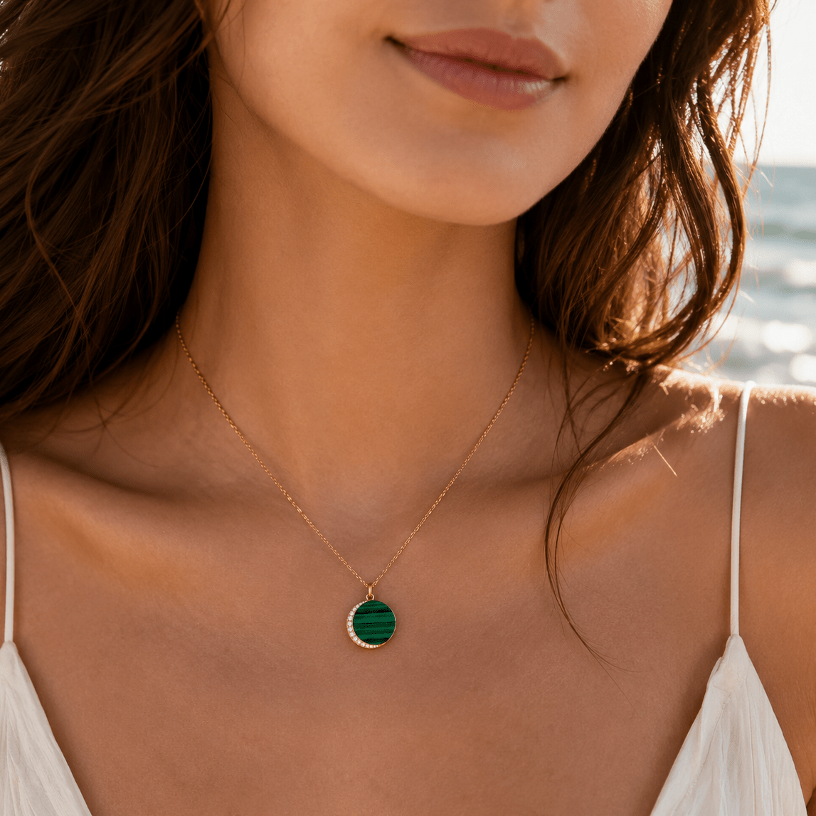 Emerald Planet Malachite Gold Vermeil Necklace - ORMIRO