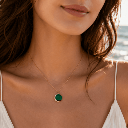 Emerald Planet Malachite Gold Vermeil Necklace - ORMIRO