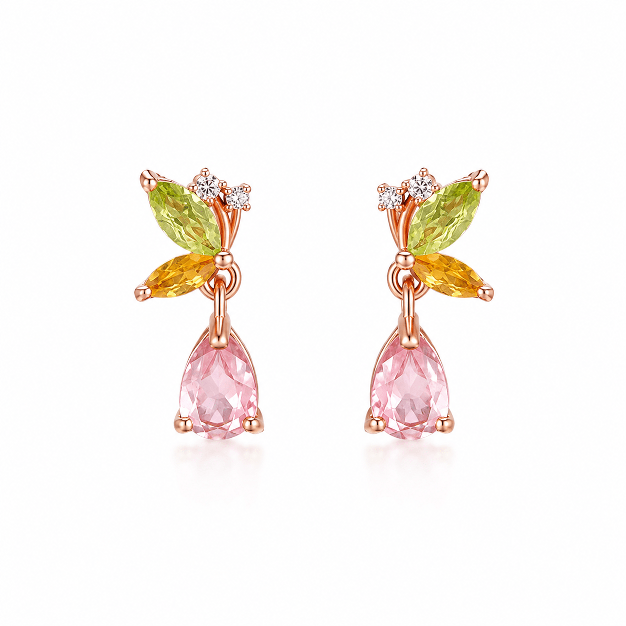 Fairy Wings Tourmaline Gemstone Stud Earrings - ORMIRO