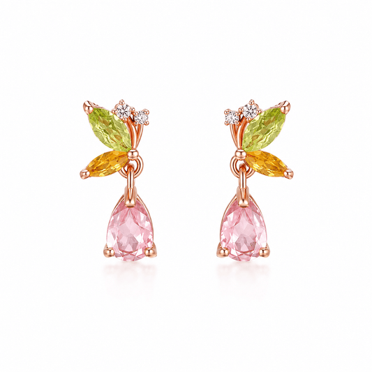 Fairy Wings Tourmaline Gemstone Stud Earrings - ORMIRO