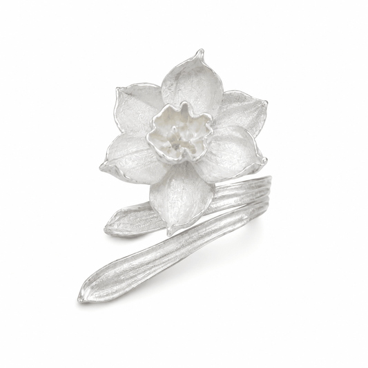 First Bloom Daffodil Sterling Silver Ring - ORMIRO