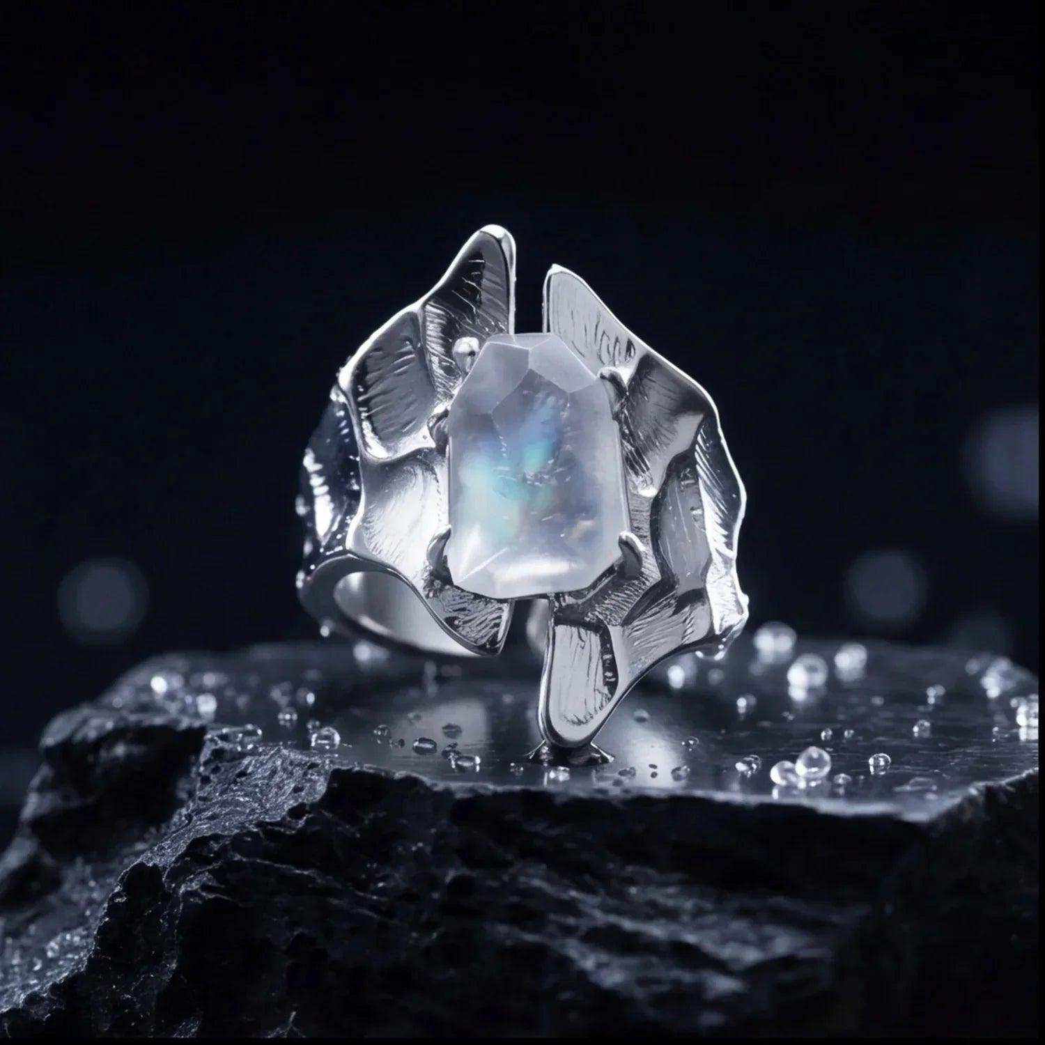 Glacier Clear Quartz Silver Ring - ORMIRO
