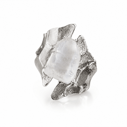 Glacier Clear Quartz Silver Ring - ORMIRO