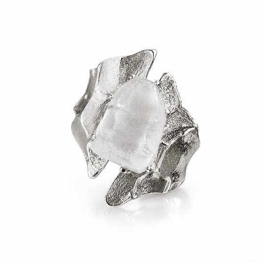 Glacier Clear Quartz Silver Ring - ORMIRO
