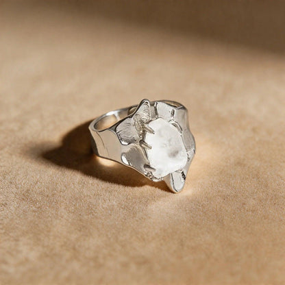 Glacier Clear Quartz Silver Ring - ORMIRO