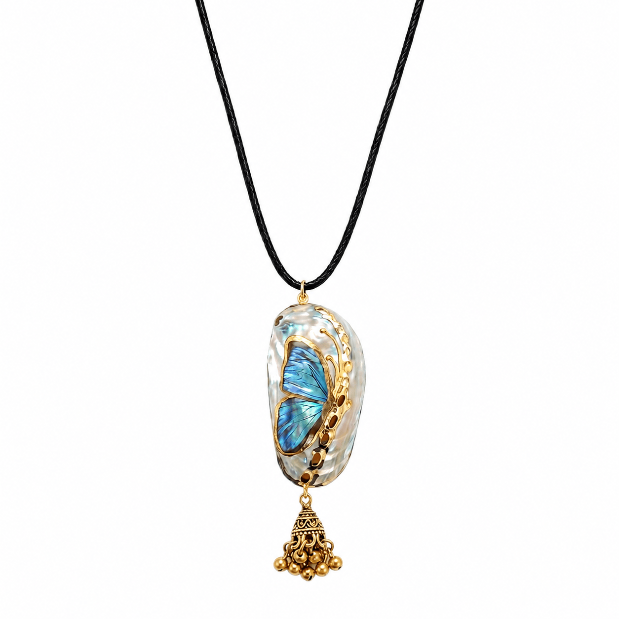 Hand-painted Butterfly Shell Necklace - ORMIRO