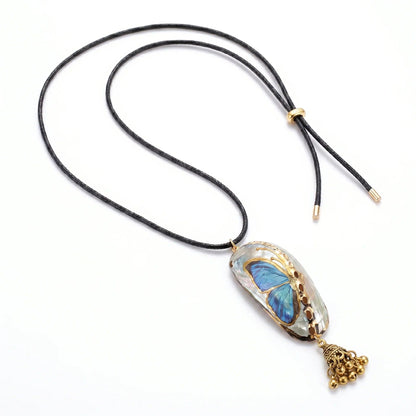 Handpainted Butterfly Shell Necklace - ORMIRO
