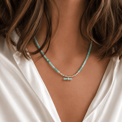 Hebe Amazonite T-Bar Necklace - ORMIRO