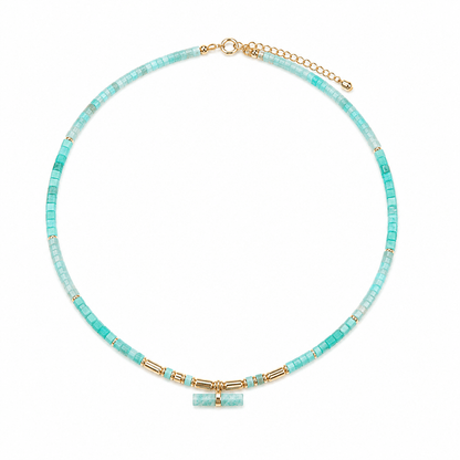 Hebe Amazonite T-Bar Necklace - ORMIRO