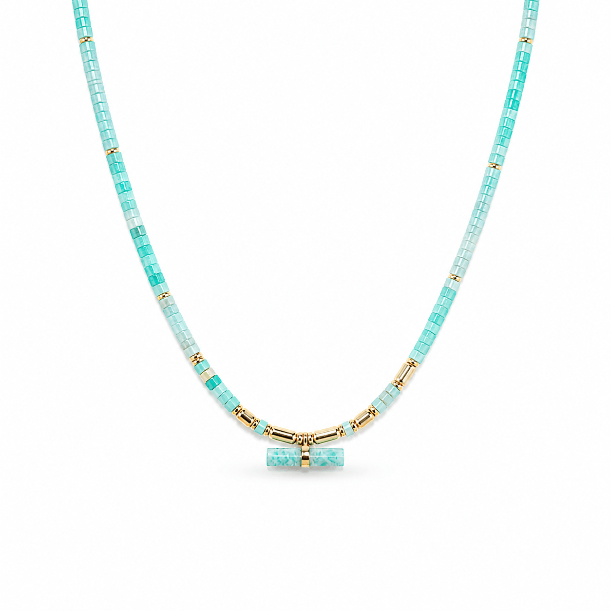 Hebe Amazonite T-Bar Necklace - ORMIRO