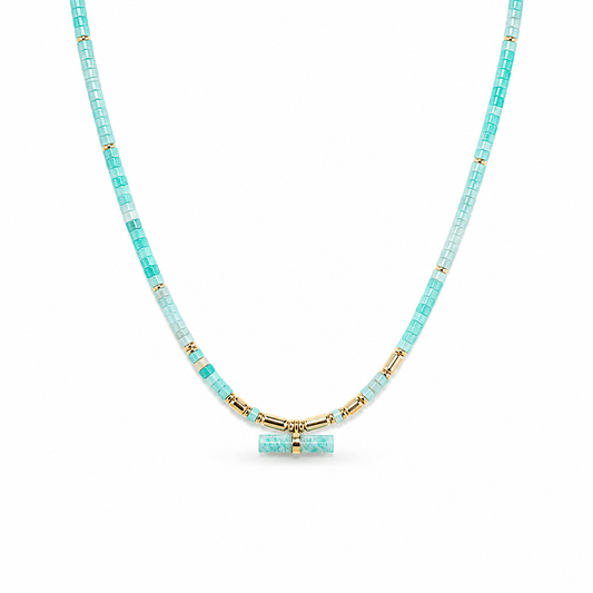 Hebe Amazonite T-Bar Necklace - ORMIRO