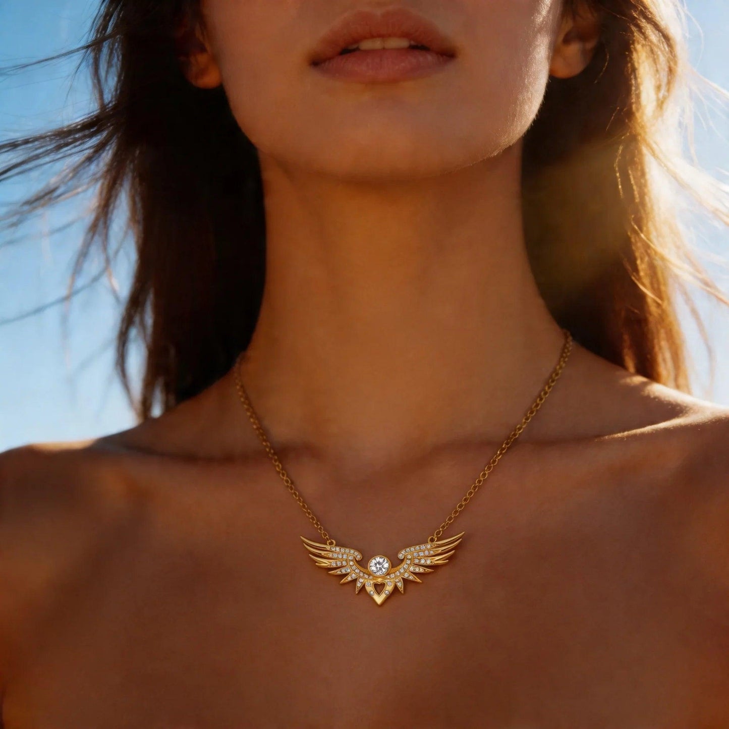 Winged Heart Gold Vermeil Necklace