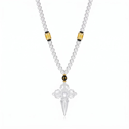 Crystal Double Vajra Dorje Phurba Necklace