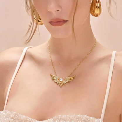 Winged Heart Gold Vermeil Necklace