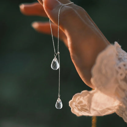 Silver Rain  Lariat Necklace