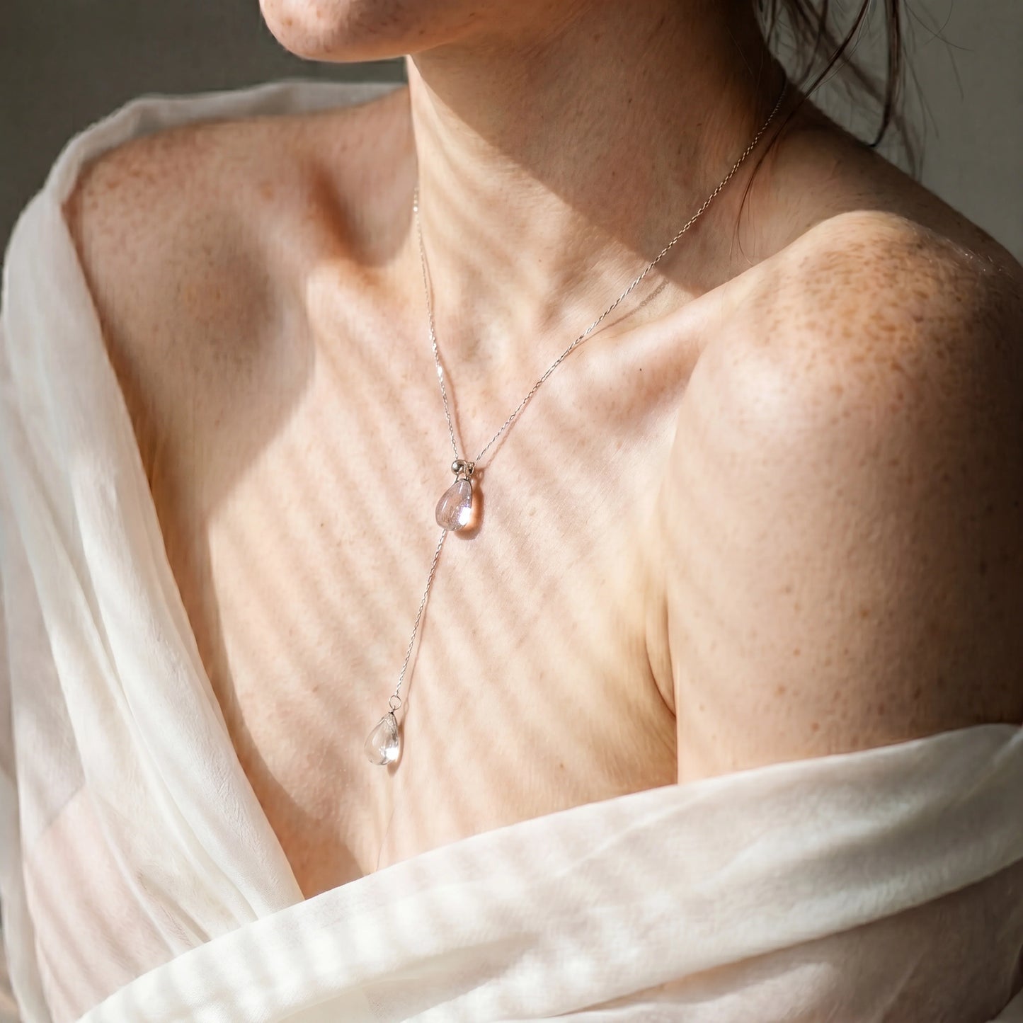 Silver Rain  Lariat Necklace