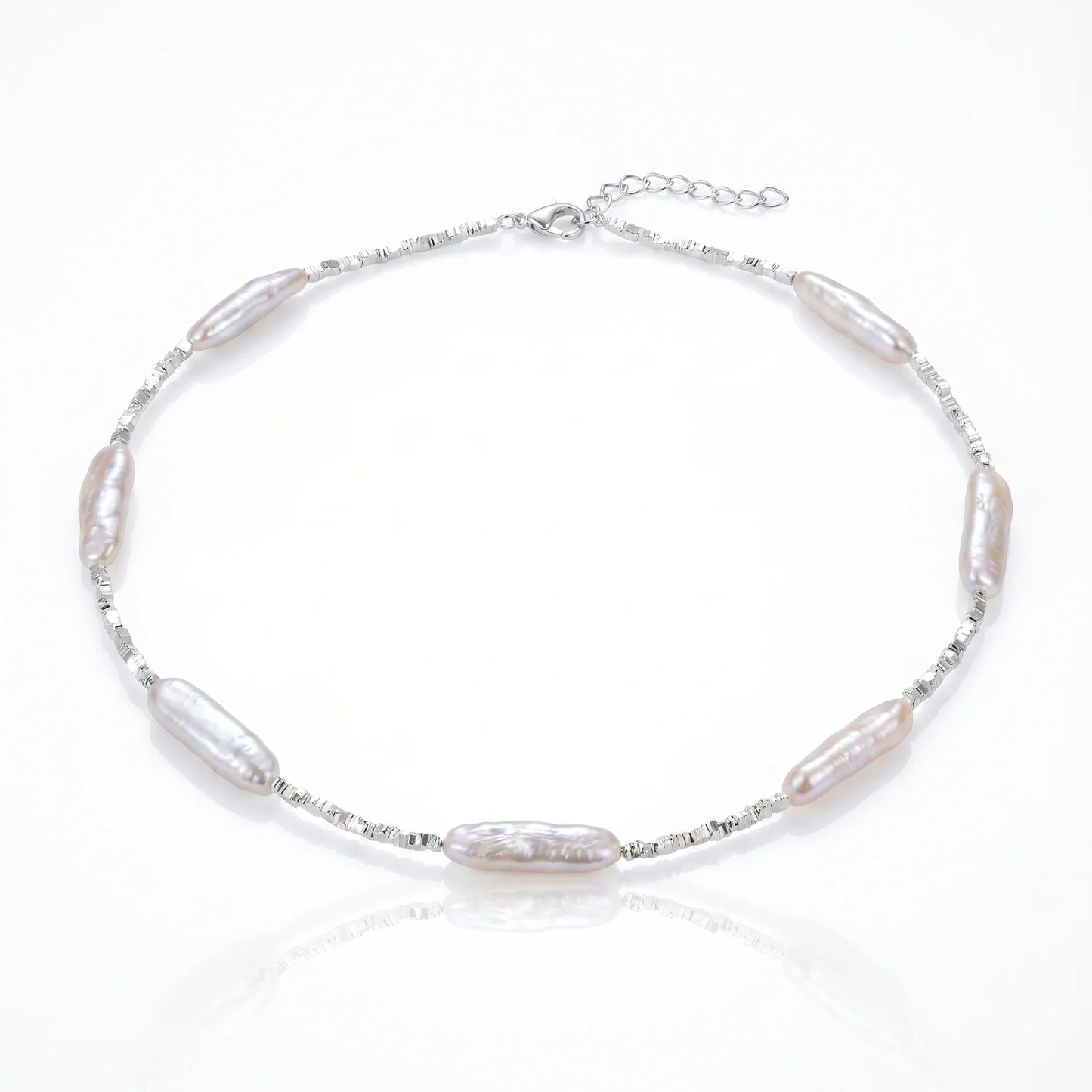 Neried Baroque Pearl & Beaded Silver Necklace