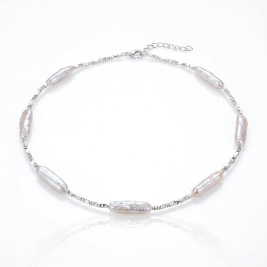 Neried Baroque Pearl & Beaded Silver Necklace