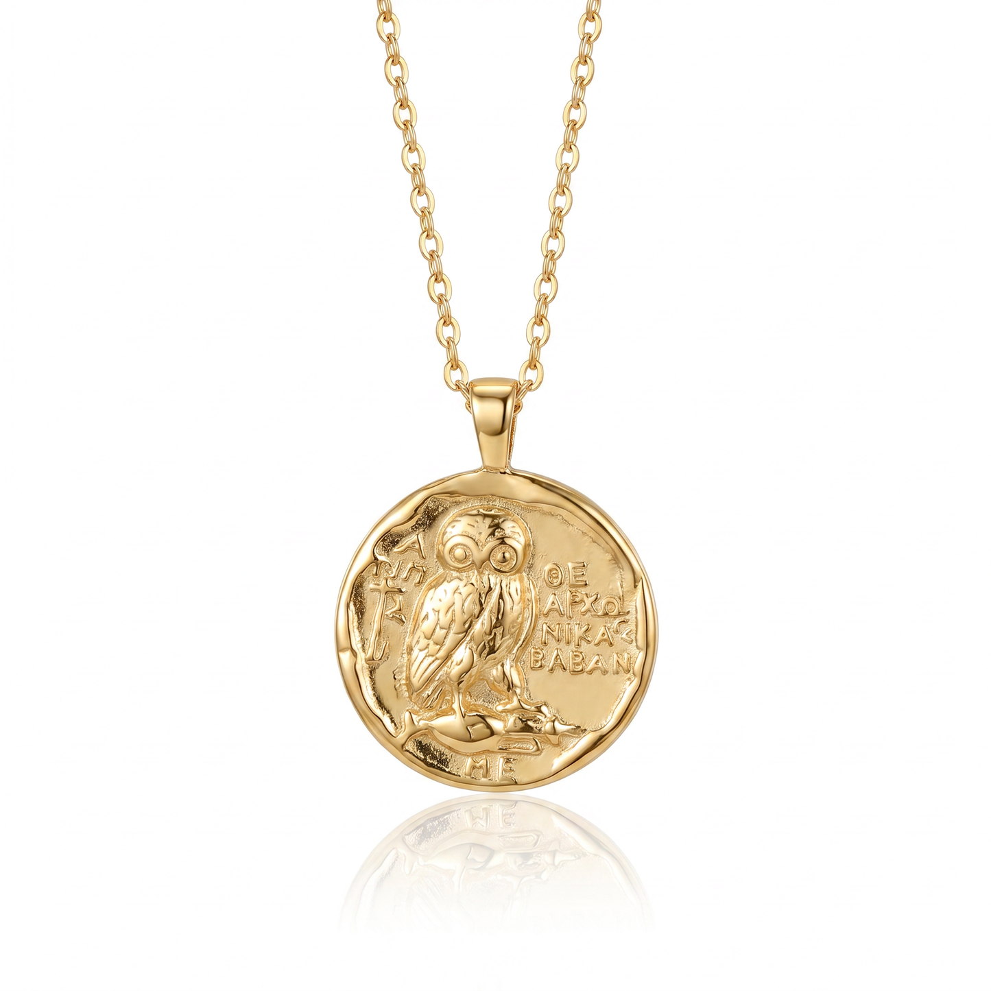 Athena's Owl Greek Coin Necklace