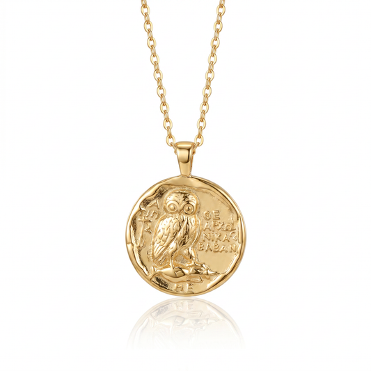 Athena's Owl Greek Coin Necklace