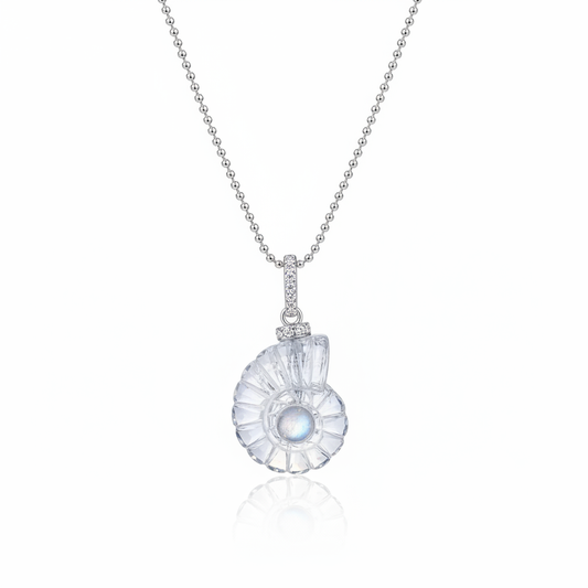 SeaDream Crystal & Moonstone Shell Silver Necklace