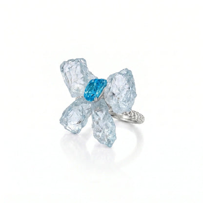 Psyche Aquamarine & Blue Apatite Butterfly Ring