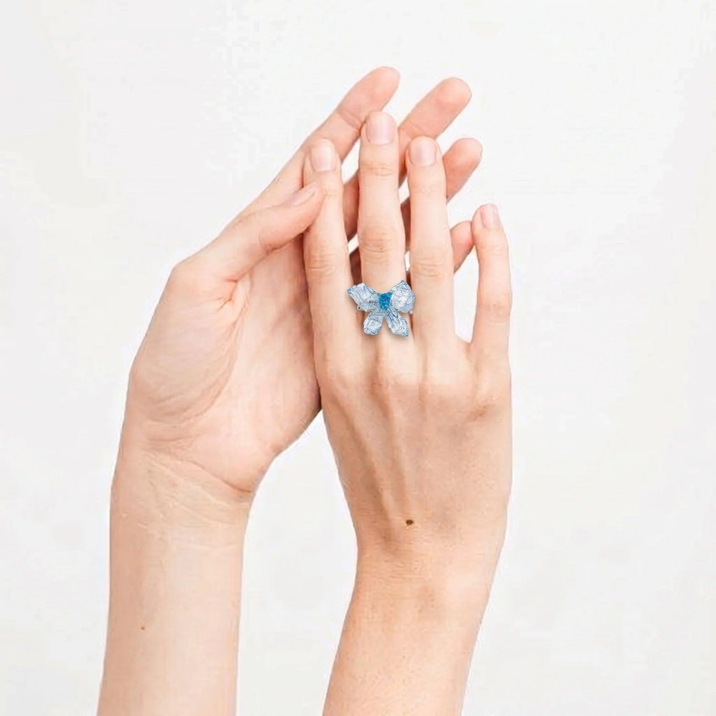 Psyche Aquamarine & Blue Apatite Butterfly Ring