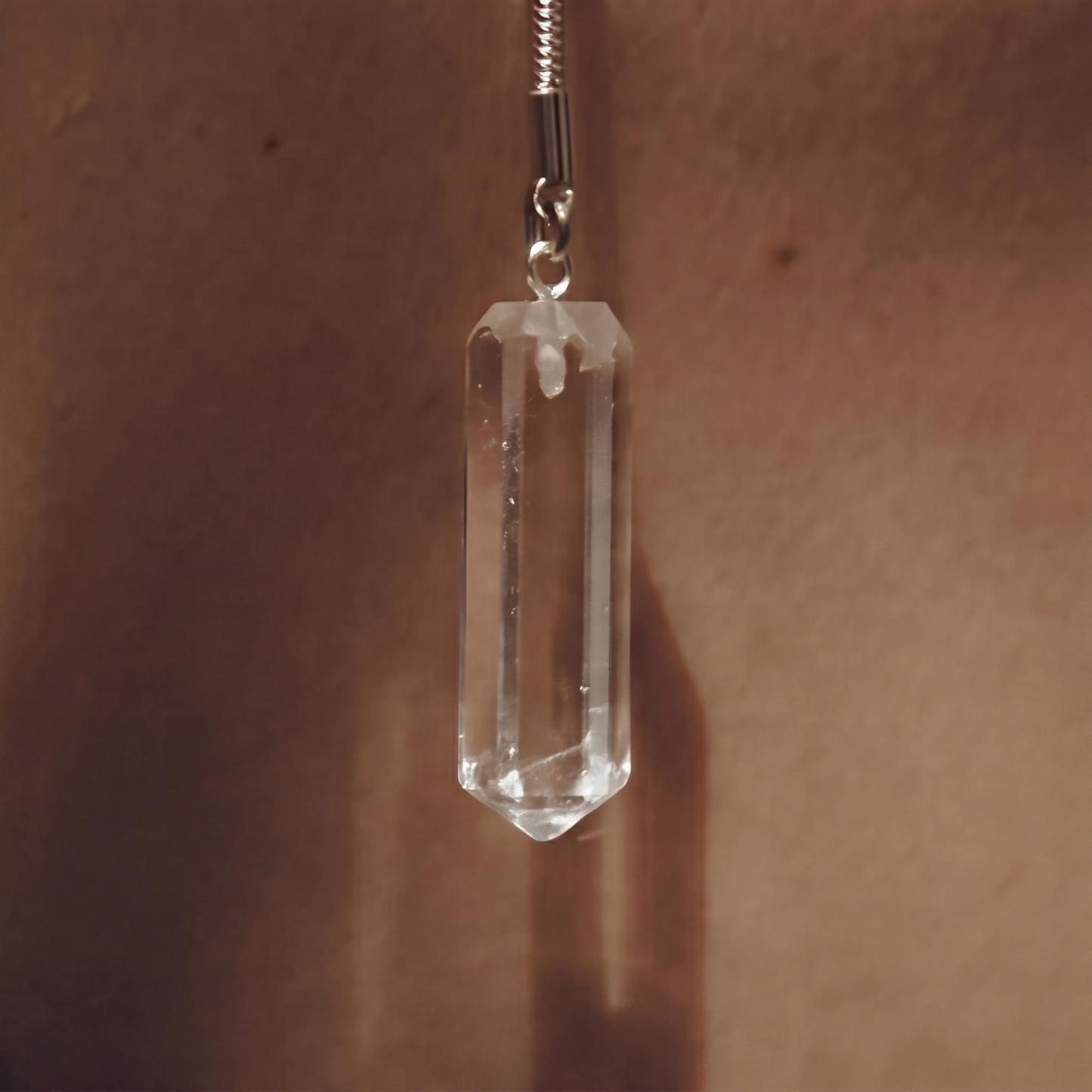 Aether Clear Quartz Crystal & Titanium Steel Lariat Necklace