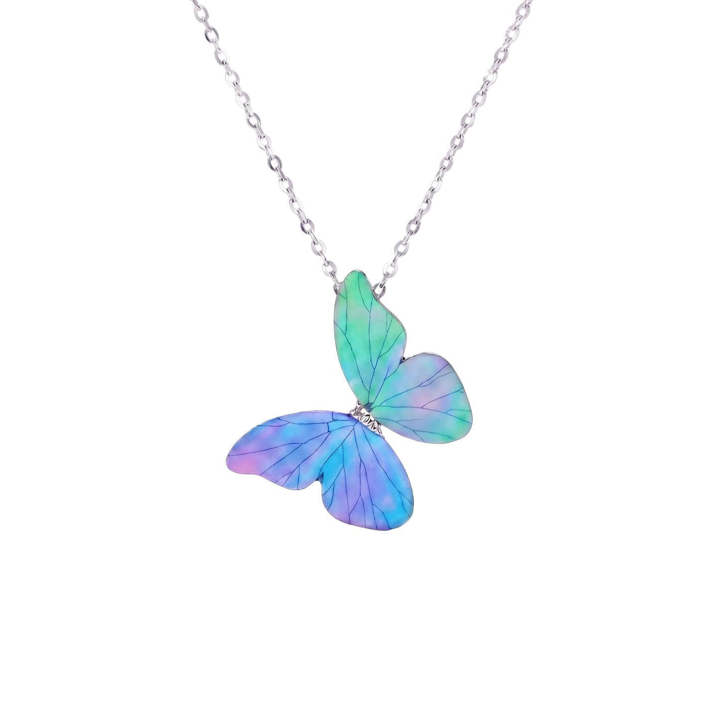 Blue Morpho Mother-of-Pearl Inlay Butterfly Necklace