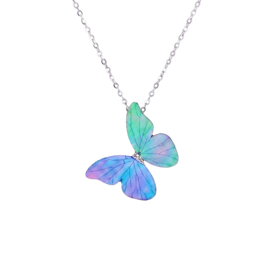 Blue Morpho Mother-of-Pearl Inlay Butterfly Necklace