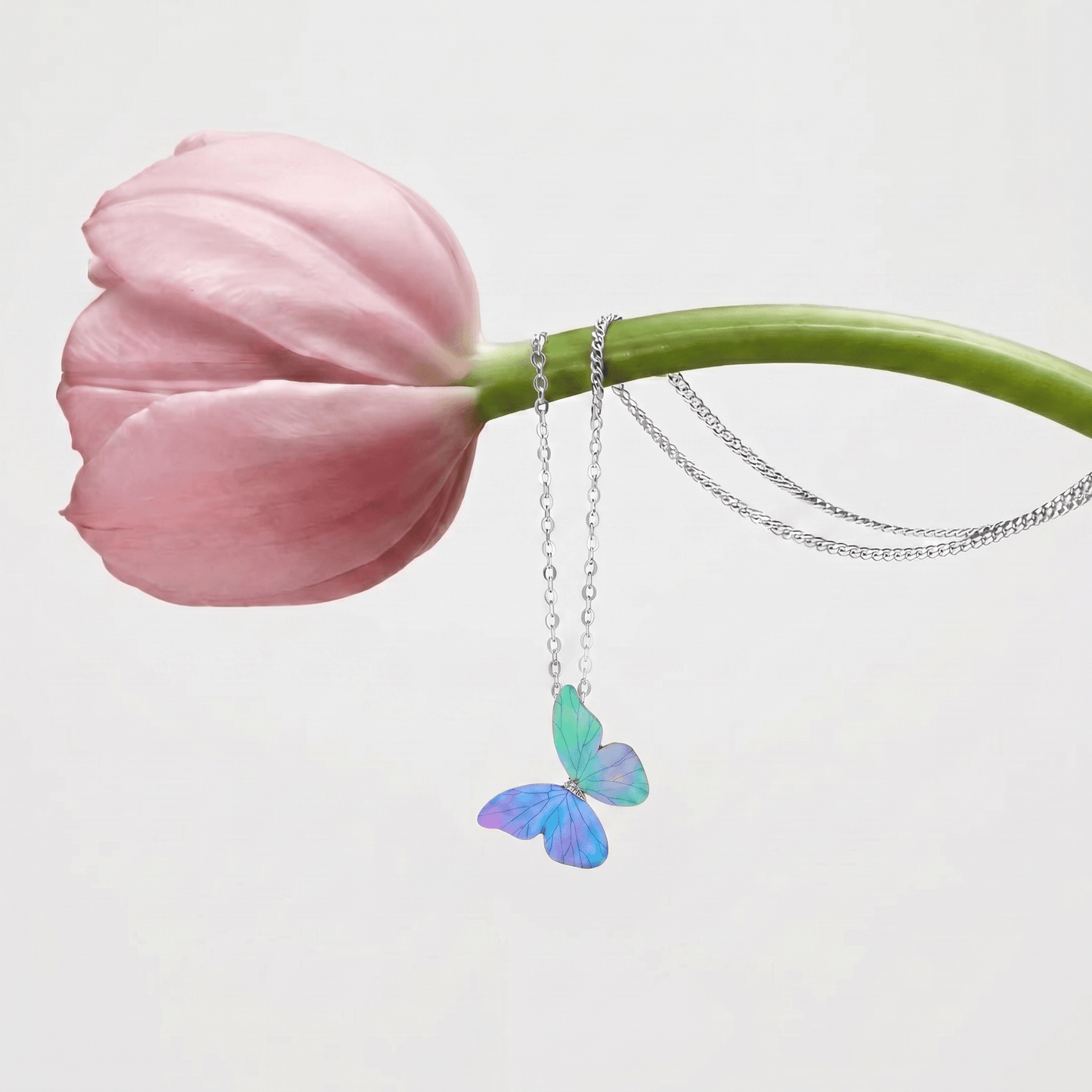 Blue Morpho Mother-of-Pearl Inlay Butterfly Necklace