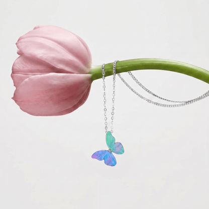 Blue Morpho Mother-of-Pearl Inlay Butterfly Necklace