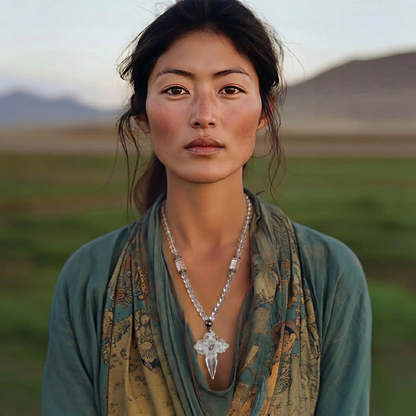 Crystal Double Vajra & Phurba Necklace