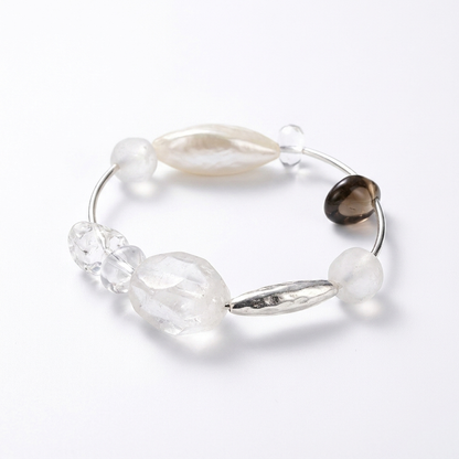 Didion Crystal, Mother of Pearl & Hammered Silver Bracelet