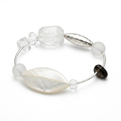 Didion Crystal, Mother of Pearl & Hammered Silver Bracelet