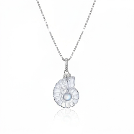 SeaDream Crystal & Moonstone Shell Silver Pendant