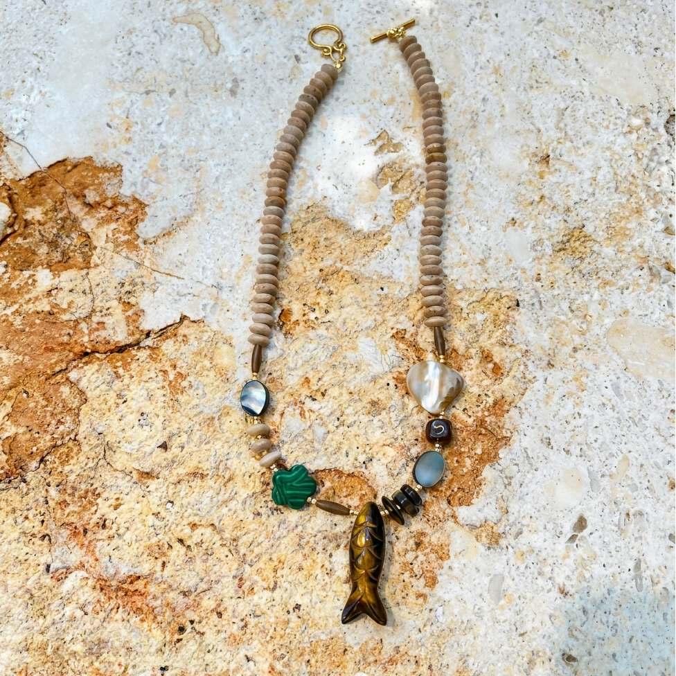 Lucky Fish Mixed Stone Necklace