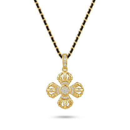 Double Vajra Gold Vermeil Pendant Necklace