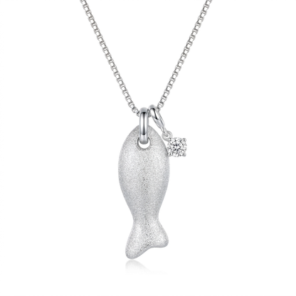 Silver Koi Fish Pendant Necklace