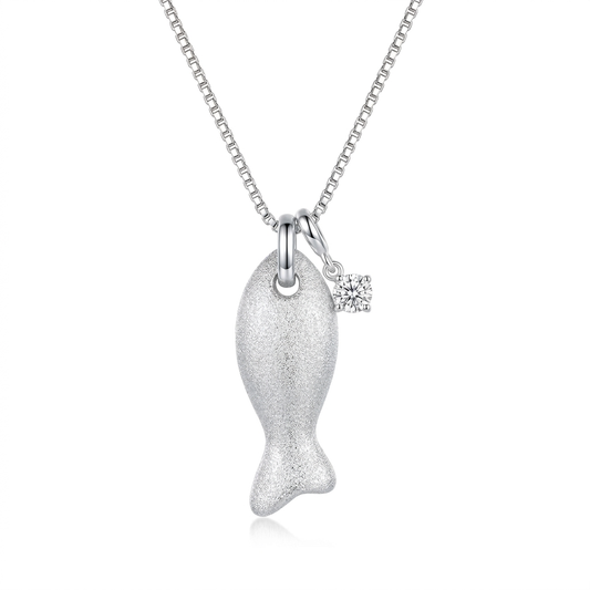 Silver Koi Fish Pendant Necklace