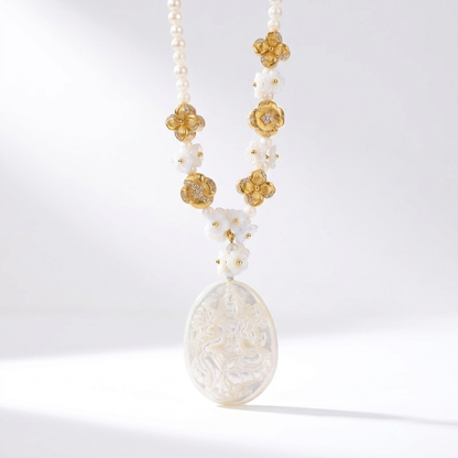 Tara Carved Mother-of-Pearl Necklace