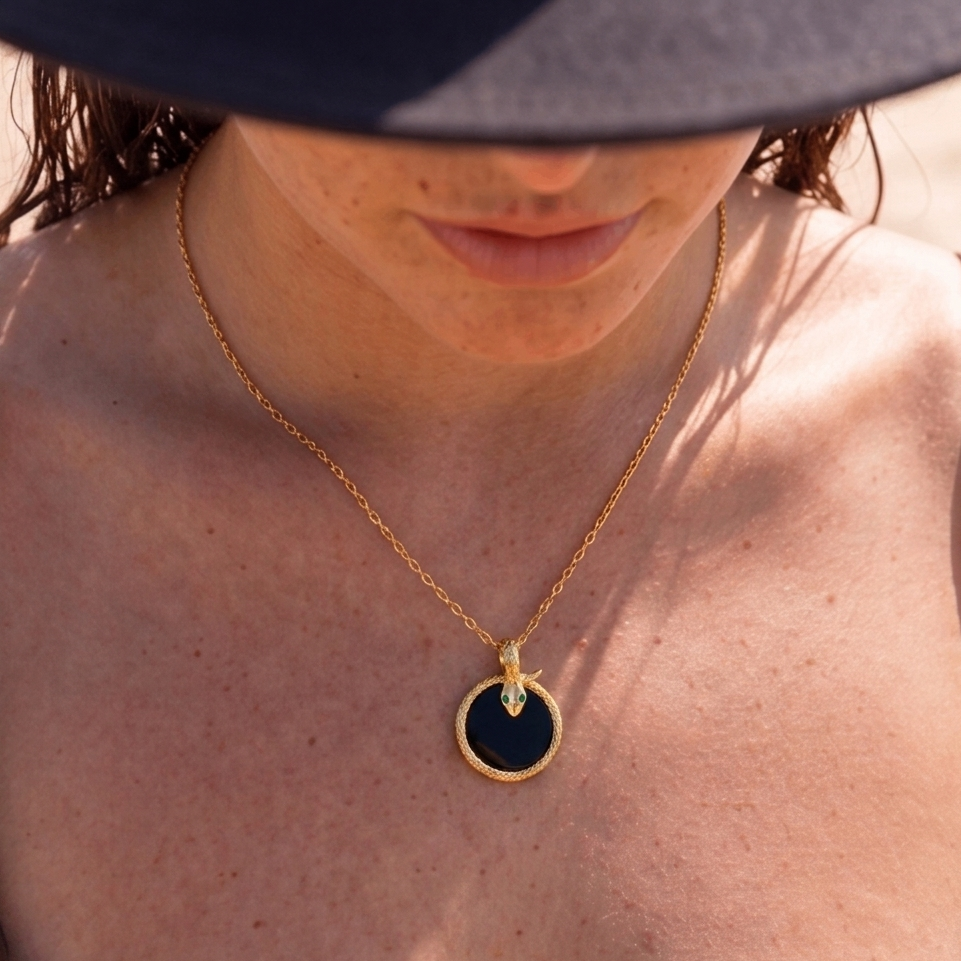 Ouroboros Snake Onyx Necklace