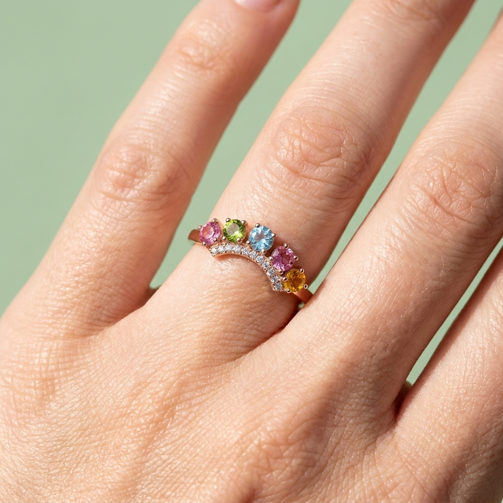 Rainbow Crown Tourmaline Ring